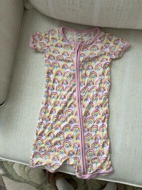 Little Sleepies Baby Rainbow Zip Romper - Pink Trim